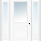 MMI 1/2 LITE 1 PANEL 3'0" X 6'8" FIBERGLASS SMOOTH EXTERIOR PREHUNG DOOR WITH 2 FULL LITE CLEAR GLASS SIDELIGHTS 682