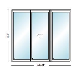 PELLA LIFESTYLE SERIES CONTEMPORARY 3 PANEL OXO 108" X 95.5" ADVANCED LOW-E INSULATING TEMPERED ARGON FILL GLASS ASSEMBLED SLIDING/GLIDING PATIO DOOR GRILLES/SCREEN OPTIONS