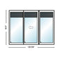 PELLA 126" X 95.5" LIFESTYLE SERIES CONTEMPORARY 3 PANEL OXO HINGED GLASS WITH MANUAL BLINDS/SHADES ADVANCED LOW-E INSULATING TEMPERED ARGON FILL GLASS ASSEMBLED SLIDING/GLIDING PATIO DOOR SCREEN OPTION