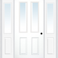 MMI 2-1/2 LITE 2 PANEL 3'0" X 6'8" FIBERGLASS SMOOTH EXTERIOR PREHUNG DOOR WITH 2 HALF LITE CLEAR GLASS SIDELIGHTS 62