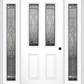 MMI 2-1/2 LITE 2 PANEL 6'8" FIBERGLASS SMOOTH BELAIRE ZINC EXTERIOR PREHUNG DOOR WITH 2 FULL LITE BELAIRE ZINC DECORATIVE GLASS SIDELIGHTS 692