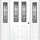 MMI 2-1/2 LITE 2 PANEL 6'8" FIBERGLASS SMOOTH CHATEAU WROUGHT IRON EXTERIOR PREHUNG DOOR WITH 2 HALF LITE CHATEAU WROUGHT IRON DECORATIVE GLASS SIDELIGHTS 692