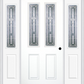 MMI 2-1/2 LITE 2 PANEL 6'8" FIBERGLASS SMOOTH RADIANT HUES NICKEL EXTERIOR PREHUNG DOOR WITH 2 HALF LITE RADIANT HUES NICKEL DECORATIVE GLASS SIDELIGHTS 692