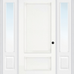 MMI 2 PANEL 3'0" X 6'8" FIBERGLASS SMOOTH EXTERIOR PREHUNG DOOR WITH 2 CLEAR GLASS 3/4 LITE SIDELIGHTS 110