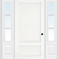 MMI 2 PANEL 3'0" X 6'8" FIBERGLASS SMOOTH EXTERIOR PREHUNG DOOR WITH 2 LOW-E GLASS 3/4 LITE SDL GRILLES SIDELIGHTS 110