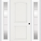 MMI 2 PANEL ARCH 3'0" X 6'8" FIBERGLASS SMOOTH EXTERIOR PREHUNG DOOR WITH 2 FULL LITE SDL GRILLES GLASS SIDELIGHTS 22