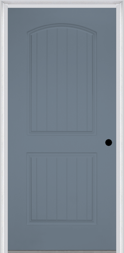 MMI TRUE 2 PANEL ARCH PLANKED 6'8" FIBERGLASS SMOOTH EXTERIOR PREHUNG DOOR 200