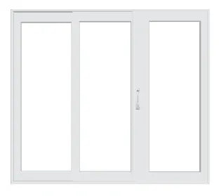 PELLA LIFESTYLE SERIES CONTEMPORARY 3 PANEL OXO 108" X 79.5" ADVANCED LOW-E INSULATING TEMPERED ARGON FILL GLASS ASSEMBLED SLIDING/GLIDING PATIO DOOR GRILLES/SCREEN OPTIONS