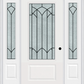 MMI 3/4 LITE 1 PANEL 6'8" FIBERGLASS SMOOTH MONTCLAIRE WROUGHT IRON EXTERIOR PREHUNG DOOR WITH 2 MONTCLAIRE WROUGHT IRON 3/4 LITE DECORATIVE GLASS SIDELIGHTS 608