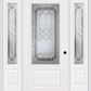 MMI 3/4 LITE 1 PANEL 6'8" FIBERGLASS SMOOTH MAJESTIC NICKEL EXTERIOR PREHUNG DOOR WITH 2 MAJESTIC NICKEL 3/4 LITE DECORATIVE GLASS SIDELIGHTS 608