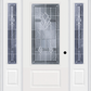 MMI 3/4 LITE 1 PANEL 6'8" FIBERGLASS SMOOTH RADIANT HUES NICKEL EXTERIOR PREHUNG DOOR WITH 2 RADIANT HUES NICKEL 3/4 LITE DECORATIVE GLASS SIDELIGHTS 608