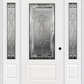 MMI 3/4 LITE 1 PANEL 6'8" FIBERGLASS SMOOTH BELAIRE ZINC EXTERIOR PREHUNG DOOR WITH 2 BELAIRE ZINC 3/4 LITE DECORATIVE GLASS SIDELIGHTS 608