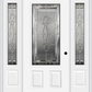 MMI 3/4 LITE 2 PANEL 6'8" FIBERGLASS SMOOTH BELAIRE ZINC EXTERIOR PREHUNG DOOR WITH 2 BELAIRE ZINC 3/4 LITE DECORATIVE GLASS SIDELIGHTS 607