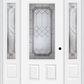 MMI 3/4 LITE 2 PANEL 6'8" FIBERGLASS SMOOTH MAJESTIC NICKEL EXTERIOR PREHUNG DOOR WITH 2 MAJESTIC NICKEL 3/4 LITE DECORATIVE GLASS SIDELIGHTS 607