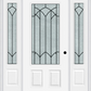 MMI 3/4 LITE 2 PANEL 6'8" FIBERGLASS SMOOTH MONTCLAIRE WROUGHT IRON EXTERIOR PREHUNG DOOR WITH 2 MONTCLAIRE WROUGHT IRON 3/4 LITE DECORATIVE GLASS SIDELIGHTS 607