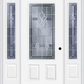 MMI 3/4 LITE 2 PANEL 6'8" FIBERGLASS SMOOTH RADIANT HUES NICKEL EXTERIOR PREHUNG DOOR WITH 2 RADIANT HUES NICKEL 3/4 LITE DECORATIVE GLASS SIDELIGHTS 607