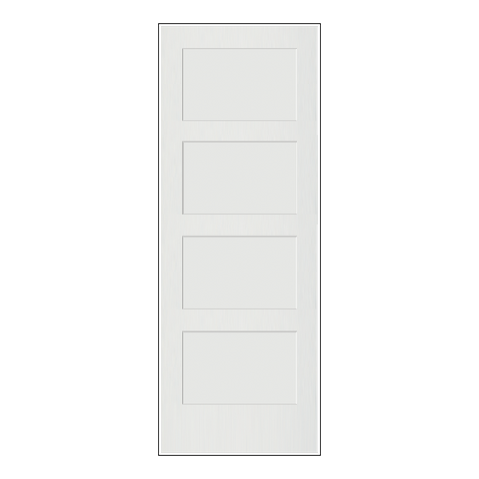 REEB 6'8 X 1-3/8 OR 1-3/4 4 PANEL EQUAL PRIMED FLAT SHAKER STICKING INTERIOR DOOR PR8740