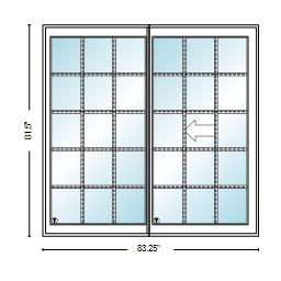 PELLA LIFESTYLE SERIES CONTEMPORARY 2 PANEL 83.25" X 81.5" ADVANCED LOW-E INSULATING TEMPERED ARGON FILL GLASS ASSEMBLED SLIDING/GLIDING PATIO DOOR GRILLES/SCREEN OPTIONS