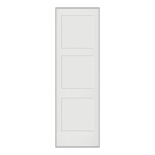 REEB 8'0 X 1-3/8 OR 1-3/4 3 PANEL EQUAL PRIMED FLAT SHAKER STICKING INTERIOR DOOR PR8730