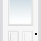MMI 1/2 LITE 2 PANEL 3'0" X 8'0" FIBERGLASS SMOOTH CLEAR GLASS FINGER JOINTED PRIMED EXTERIOR PREHUNG DOOR 906
