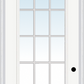 MMI 3/4 LITE 2 PANEL 3'0" X 8'0" 15 LITE FIBERGLASS SMOOTH CLEAR GLASS WHITE GRILLES BETWEEN GLASS FINGER JOINTED PRIMED EXTERIOR PREHUNG DOOR 759 GBG