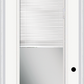 MMI 3/4 LITE 2 PANEL 3'0" X 8'0" RAISE/LOWER BLINDS FIBERGLASS SMOOTH CLEAR GLASS WHITE GRILLES BETWEEN GLASS FINGER JOINTED PRIMED EXTERIOR PREHUNG DOOR 759 RLB GBG