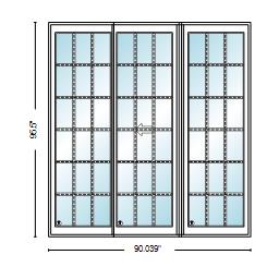PELLA LIFESTYLE SERIES CONTEMPORARY 3 PANEL OXO 90" X 95.5" ADVANCED LOW-E INSULATING TEMPERED ARGON FILL GLASS ASSEMBLED SLIDING/GLIDING PATIO DOOR GRILLES/SCREEN OPTIONS