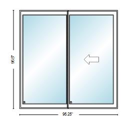PELLA LIFESTYLE SERIES CONTEMPORARY 2 PANEL 95.25" X 95.5" ADVANCED LOW-E INSULATING TEMPERED ARGON FILL GLASS ASSEMBLED SLIDING/GLIDING PATIO DOOR GRILLES/SCREEN OPTIONS
