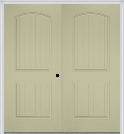 MMI TWIN/DOUBLE 2 PANEL ARCH PLANKED 6'8" FIBERGLASS SMOOTH EXTERIOR PREHUNG DOOR 200