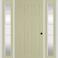 MMI CRAFTSMAN 6 PANEL 3'0" X 6'8" FIBERGLASS SMOOTH EXTERIOR PREHUNG DOOR WITH 2 FULL LITE SDL GRILLES GLASS SIDELIGHTS 400