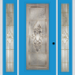 MMI FULL LITE 6'8" FIBERGLASS SMOOTH HEIRLOOMS BRASS OR HEIRLOOMS SATIN NICKEL EXTERIOR PREHUNG DOOR WITH 2 FULL LITE HEIRLOOMS BRASS/SATIN NICKEL DECORATIVE GLASS SIDELIGHTS 686