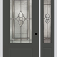 MMI 3/4 LITE 1 PANEL 3'0" X 6'8" FIBERGLASS SMOOTH NOUVEAU BRASS, NOUVEAU NICKEL, OR NOUVEAU PATINA EXTERIOR PREHUNG DOOR WITH 1 NOUVEAU BRASS/NICKEL/PATINA 3/4 LITE DECORATIVE GLASS SIDELIGHT 608