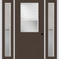 MMI 1/2 LITE HORIZONTAL 2 PANEL RAISE/LOWER BLINDS 3'0" X 6'8" FIBERGLASS SMOOTH EXTERIOR PREHUNG DOOR WITH 2 FULL LITE RAISE/LOWER BLINDS CLEAR GLASS SIDELIGHTS 631 RLB 690 RLB