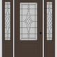 MMI 3/4 LITE 1 PANEL 6'8" FIBERGLASS SMOOTH GRACE NICKEL OR GRACE PATINA EXTERIOR PREHUNG DOOR WITH 2 GRACE NICKEL/PATINA 3/4 LITE DECORATIVE GLASS SIDELIGHTS 608