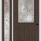 MMI 1/2 LITE 2 PANEL 6'8" FIBERGLASS SMOOTH HEIRLOOMS BRASS OR HEIRLOOMS SATIN NICKEL EXTERIOR PREHUNG DOOR WITH 1 FULL LITE HEIRLOOMS BRASS/SATIN NICKEL DECORATIVE GLASS SIDELIGHT 684