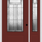 MMI 3/4 LITE 1 PANEL 6'8" FIBERGLASS SMOOTH ROYAL PATINA EXTERIOR PREHUNG DOOR WITH 1 ROYAL PATINA 3/4 LITE DECORATIVE GLASS SIDELIGHT 608