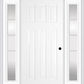 MMI CRAFTSMAN 6 PANEL 3'0" X 6'8" FIBERGLASS SMOOTH EXTERIOR PREHUNG DOOR WITH 2 FULL LITE SDL GRILLES GLASS SIDELIGHTS 400