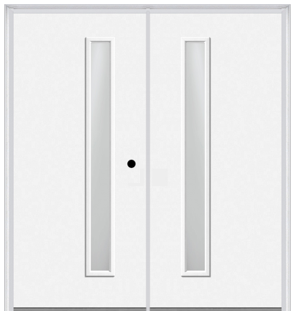 MMI TWIN/DOUBLE 1 LITE HINGE/STOP SIDE 6'8" FIBERGLASS SMOOTH CLEAR OR FROSTED GLASS EXTERIOR PREHUNG DOOR 694VH/694VS