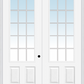 MMI TWIN/DOUBLE 3/4 LITE 2 PANEL 6'0" X 8'0" FIBERGLASS SMOOTH CLEAR GLASS WHITE 15 LITE GRILLES BETWEEN GLASS EXTERIOR PREHUNG DOOR 759 GBG LOW-E OPTION
