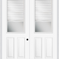 MMI TWIN/DOUBLE 1/2 LITE 2 PANEL RAISE/LOWER BLINDS 6'0" X 8'0" FIBERGLASS SMOOTH CLEAR GLASS EXTERIOR PREHUNG DOOR 906 RLB