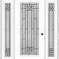 MMI FULL LITE 6'8" FIBERGLASS SMOOTH COURTYARD NICKEL VEIN WROUGHT IRON EXTERIOR PREHUNG DOOR WITH 2 FULL LITE COURTYARD NICKEL VEIN WROUGHT IRON DECORATIVE GLASS SIDELIGHTS 686