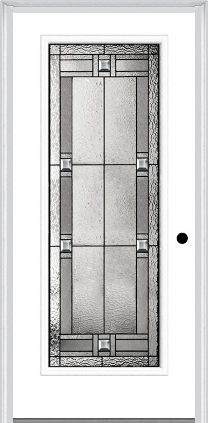 MMI FULL LITE 6'8" FIBERGLASS SMOOTH NOBLE PATINA DECORATIVE GLASS EXTERIOR PREHUNG DOOR 686