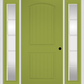 MMI 2 PANEL ARCH PLANKED 3'0" X 6'8" FIBERGLASS SMOOTH EXTERIOR PREHUNG DOOR WITH 2 FULL LITE SDL GRILLES GLASS SIDELIGHTS 200