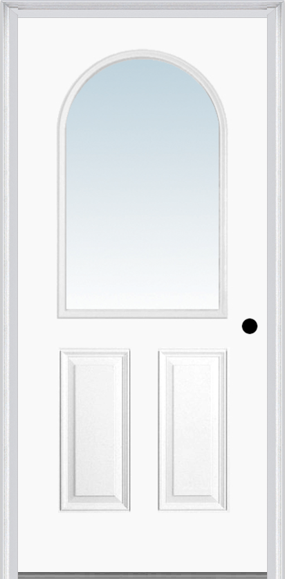 MMI 1/2 LITE ROUNDED TOP 2 PANEL 6'8" BUILDERS CLASSIC CLEAR GLASS EXTERIOR PREHUNG DOOR 131