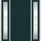 MMI TRUE 4 PANEL 3'0" X 6'8" FIBERGLASS SMOOTH EXTERIOR PREHUNG DOOR WITH 2 FULL LITE SDL GRILLES GLASS SIDELIGHTS 40