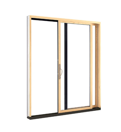 MARVIN ELEVATE 5'0" X 6'8" WOOD INTERIOR ULTREX FIBERGLASS EXTERIOR SLIDING CLEAR TEMPERED LOW-E2 WITH ARGON GLASS 2 PANEL PATIO DOOR GRILLES/SCREEN OPTIONS