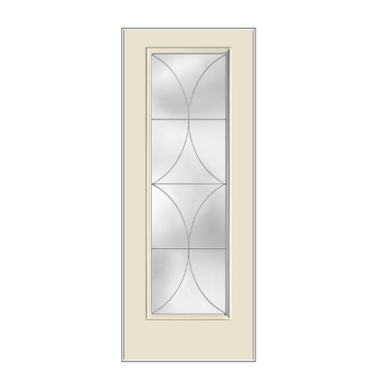 THERMATRU FULL LITE 6'8" SMOOTH STAR FIBERGLASS LATITUDE DECORATIVE GLASS EXTERIOR PREHUNG DOOR S2382 A, C, OR D