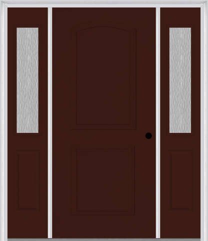 MMI 2 PANEL ARCH 3'0" X 6'8" FIBERGLASS SMOOTH EXTERIOR PREHUNG DOOR WITH 2 HALF LITE CLEAR OR PRIVACY/TEXTURED GLASS SIDELIGHTS 22