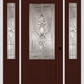 MMI 3/4 LITE 2 PANEL 6'8" FIBERGLASS SMOOTH HEIRLOOMS BRASS OR HEIRLOOMS SATIN NICKEL EXTERIOR PREHUNG DOOR WITH 2 HEIRLOOMS BRASS/SATIN NICKEL 3/4 LITE DECORATIVE GLASS SIDELIGHTS 607