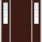 MMI TRUE 4 PANEL 3'0" X 6'8" FIBERGLASS SMOOTH EXTERIOR PREHUNG DOOR WITH 2 HALF LITE SDL GRILLES SIDELIGHTS 40